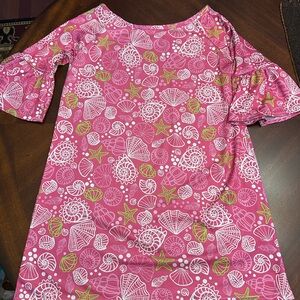 LY Lexi York Pink Seashell Patterned Swim Beach Cover-up Small